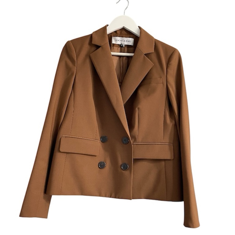 Veronica Beard Kona Dickey Double-Breasted jacket blazer in Whisky wool blend